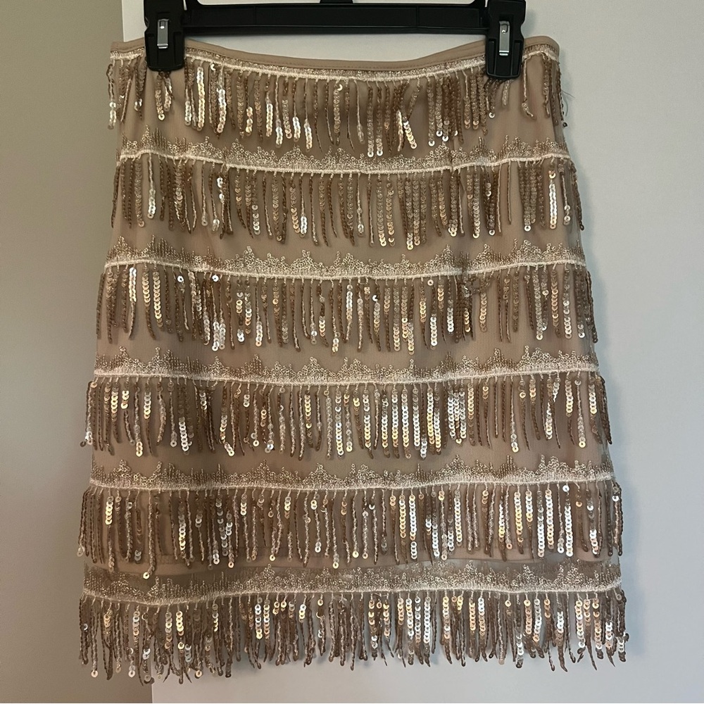 Sequin Fringe Tan Skirt